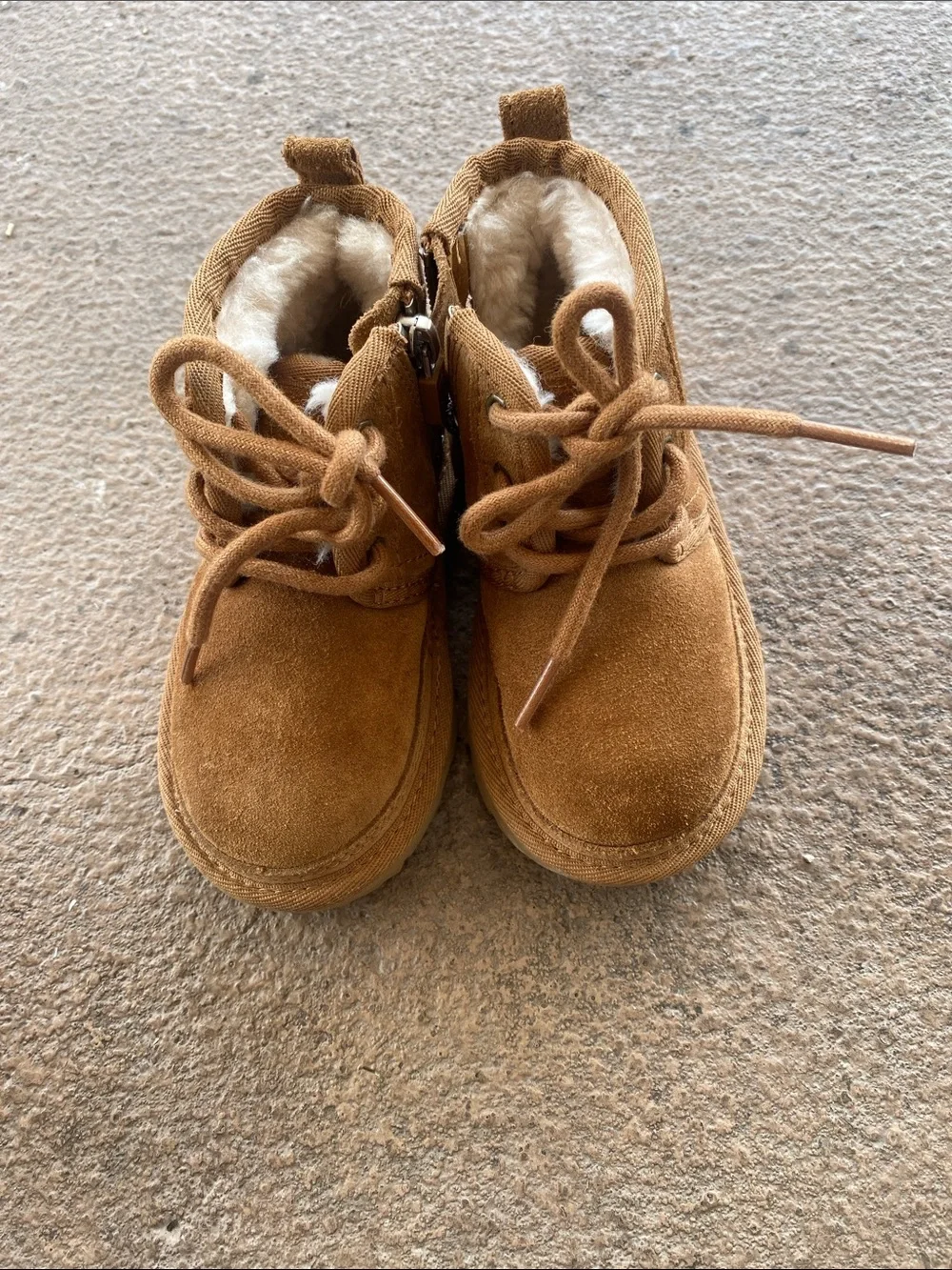 Children's Cozy Suede Lace-Up Boots in Chestnut Brown